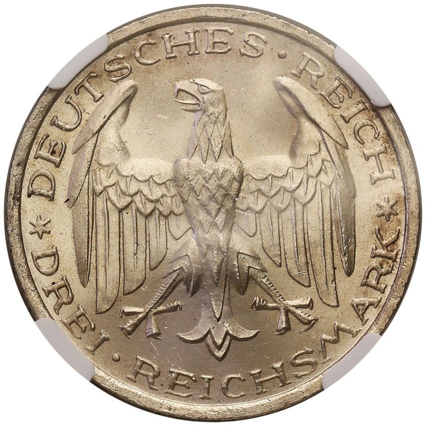 Niemcy. Weimar, 3 marki 1927 A, Uniwersytet Marburg NGC MS66